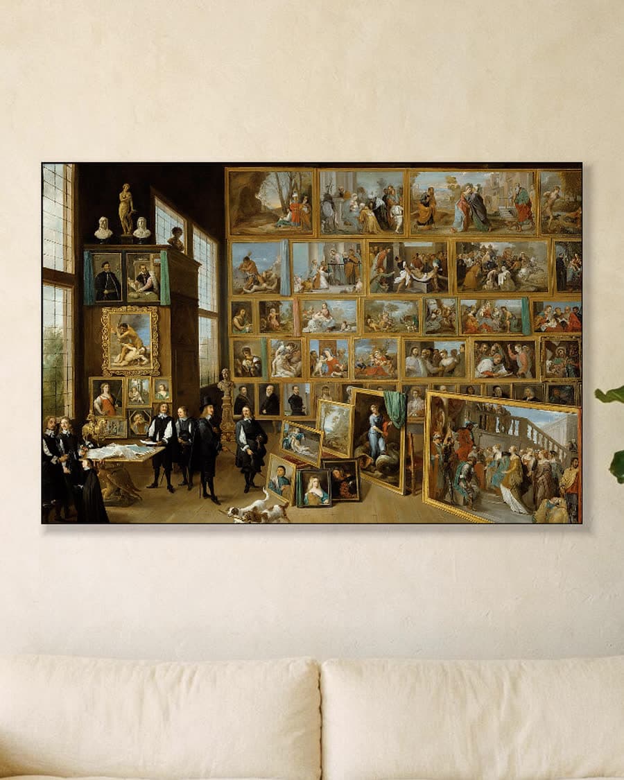 Aartshertog Leopold Willem in zijn Schilderijengalerij in een aluminium frame aan dezelfde muur