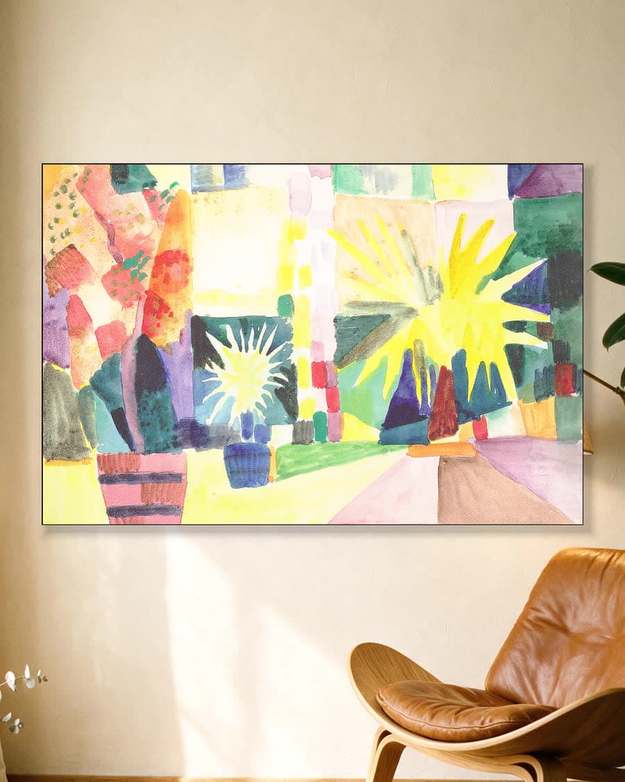 Abstracte Bloei in een aluminium frame aan dezelfde muur