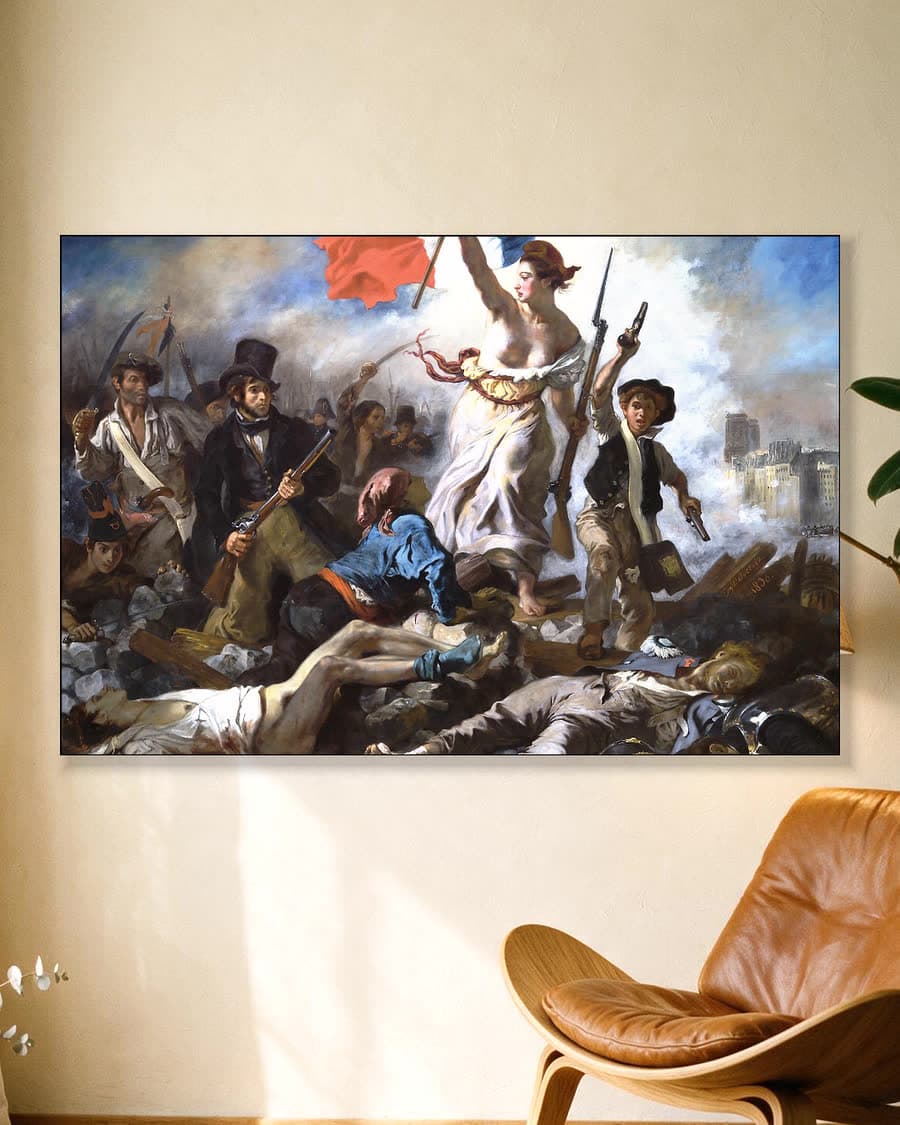 De slachting op Chios in een aluminium frame aan dezelfde muur