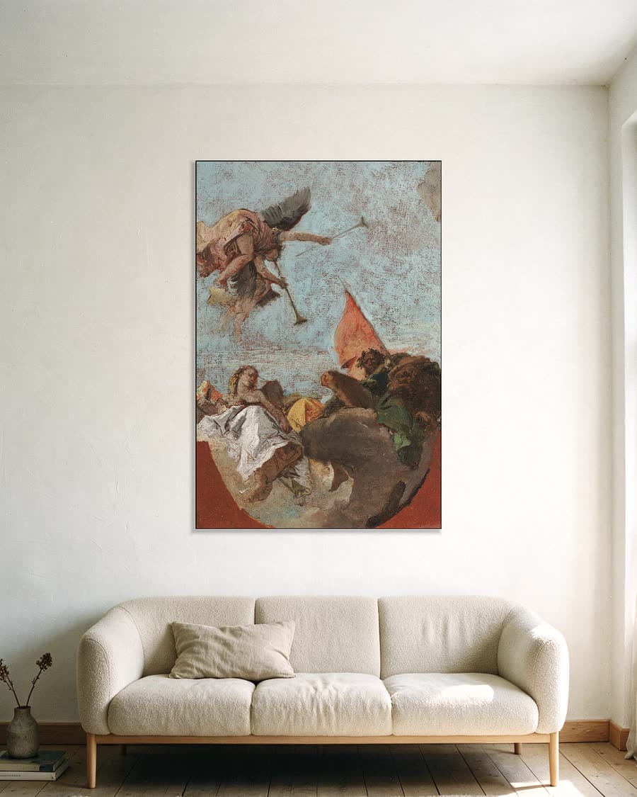 Schets voor een plafond in een aluminium frame aan dezelfde muur
