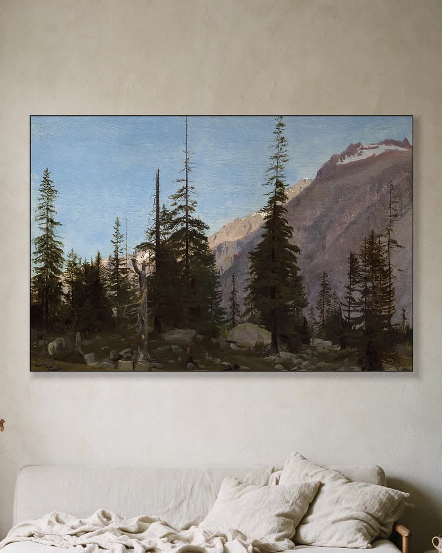 Alpenlandschap: de Handegg, Zwitserland in een aluminium frame aan dezelfde muur