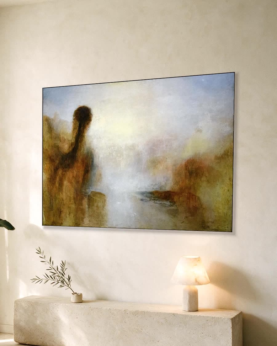 Misty Ochtendgloren in een aluminium frame aan dezelfde muur