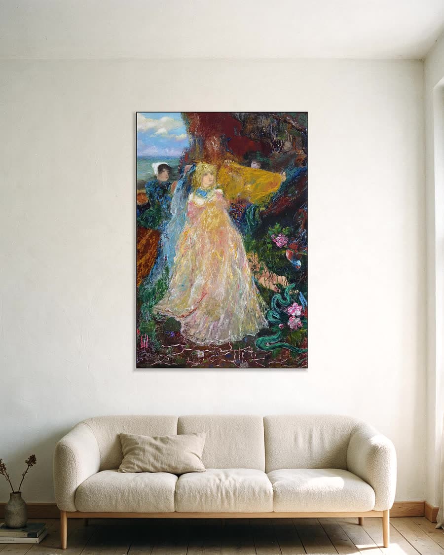 Hetaera (Venus van de zee) in een aluminium frame aan dezelfde muur