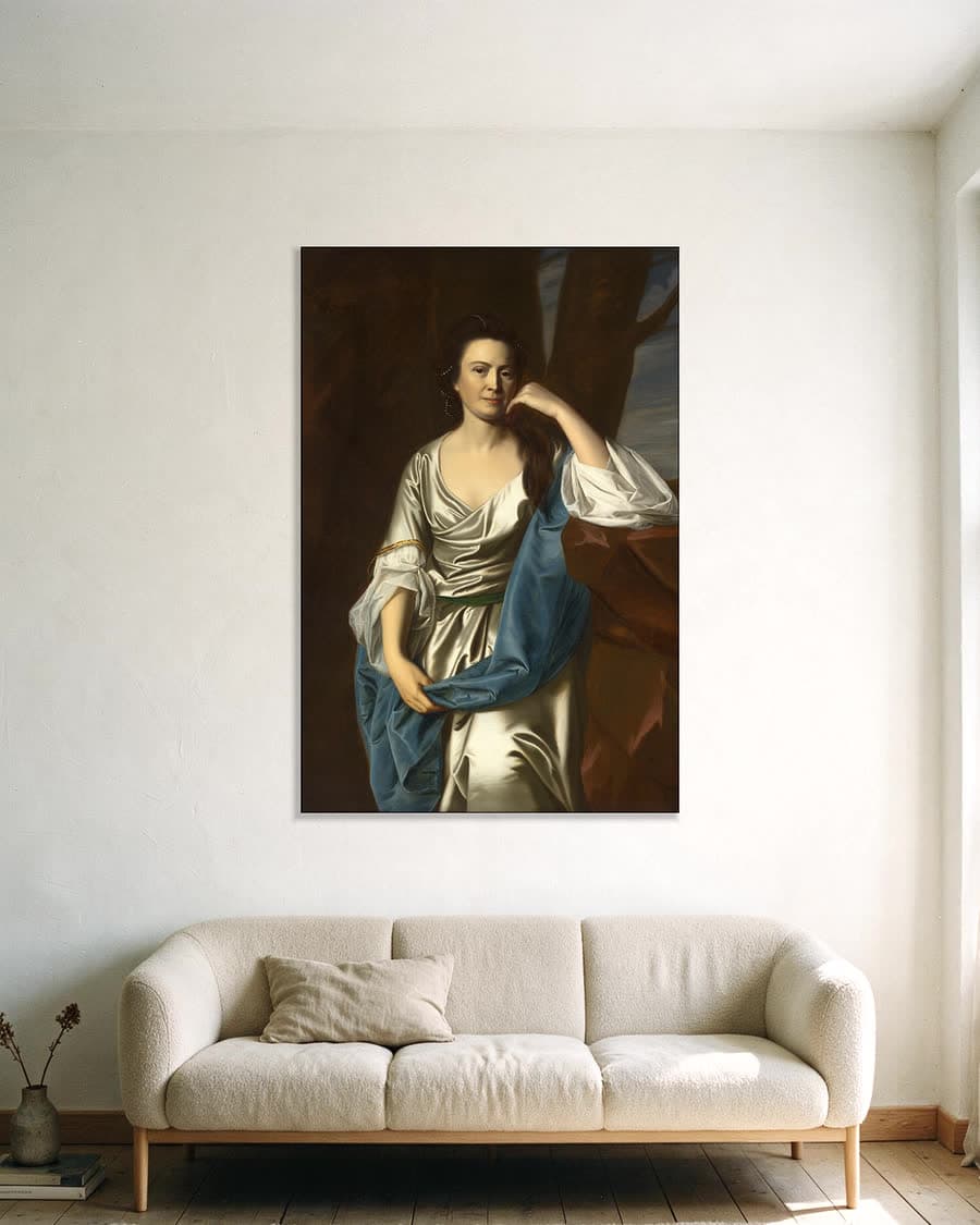 Catherine Greene in een aluminium frame aan dezelfde muur