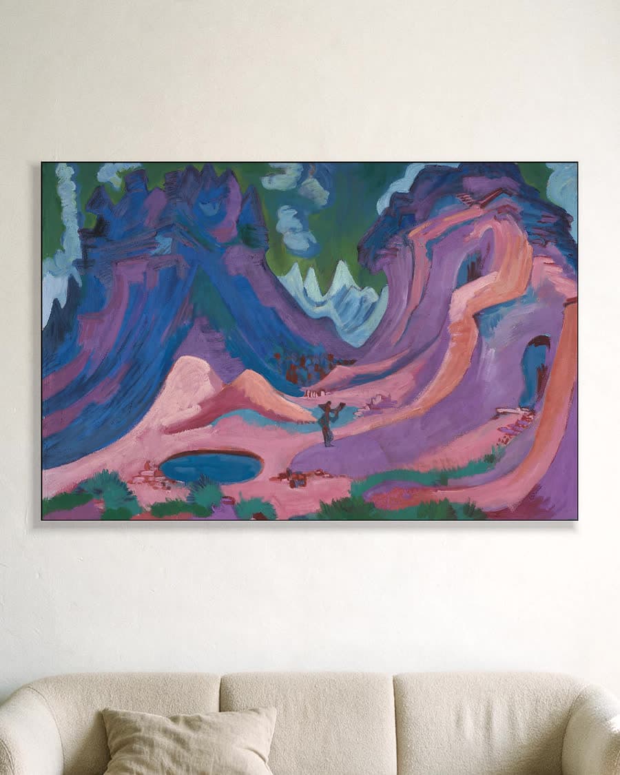 Amselfluh in een aluminium frame aan dezelfde muur