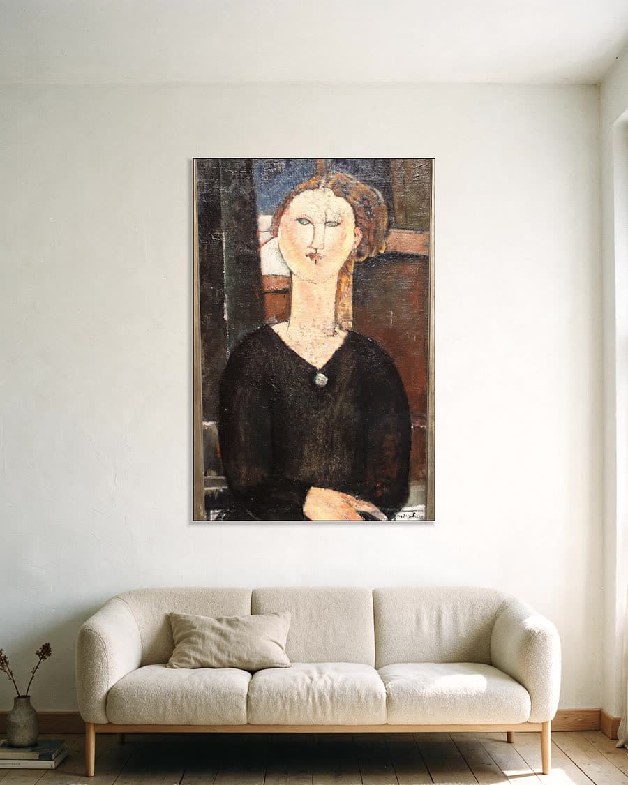 Antonia in een aluminium frame aan dezelfde muur