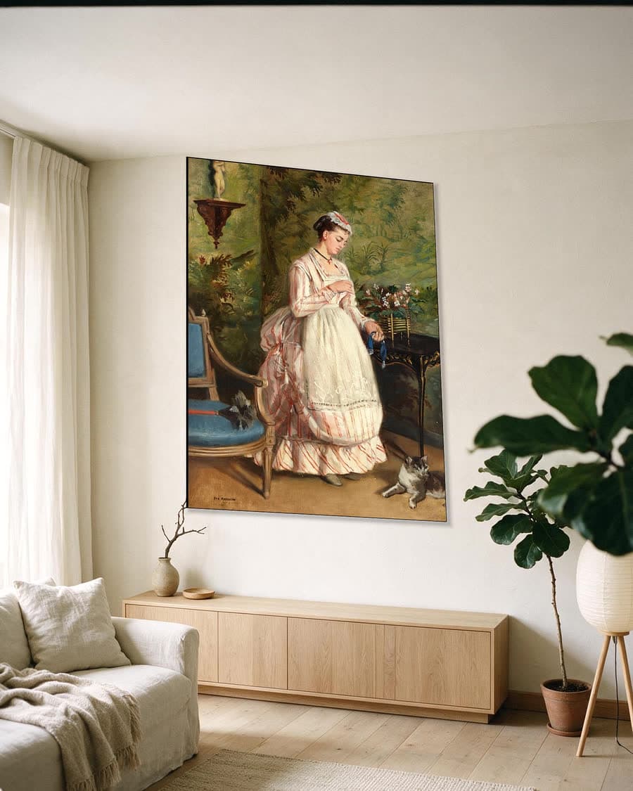De kamenierster in een aluminium frame aan dezelfde muur