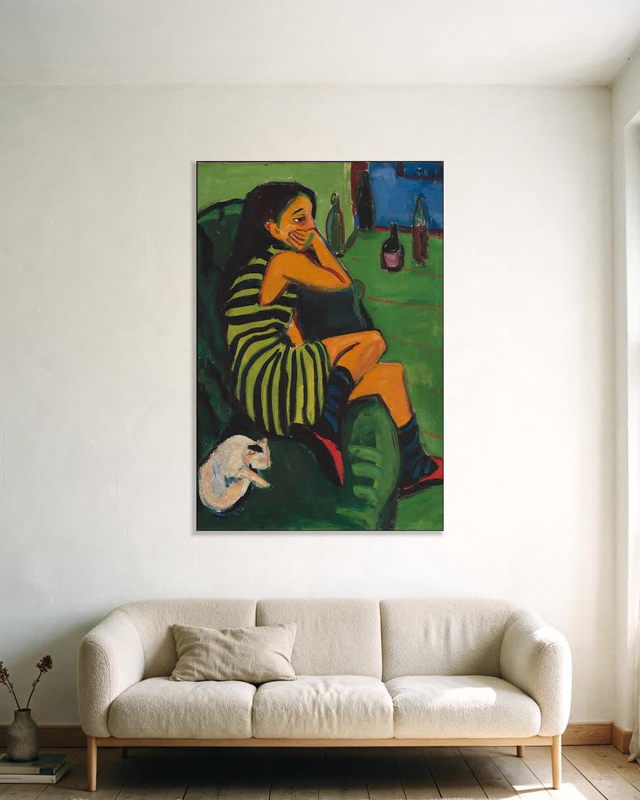 Artieste in een aluminium frame aan dezelfde muur
