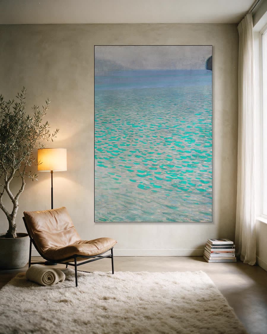 Attersee in een aluminium frame aan dezelfde muur