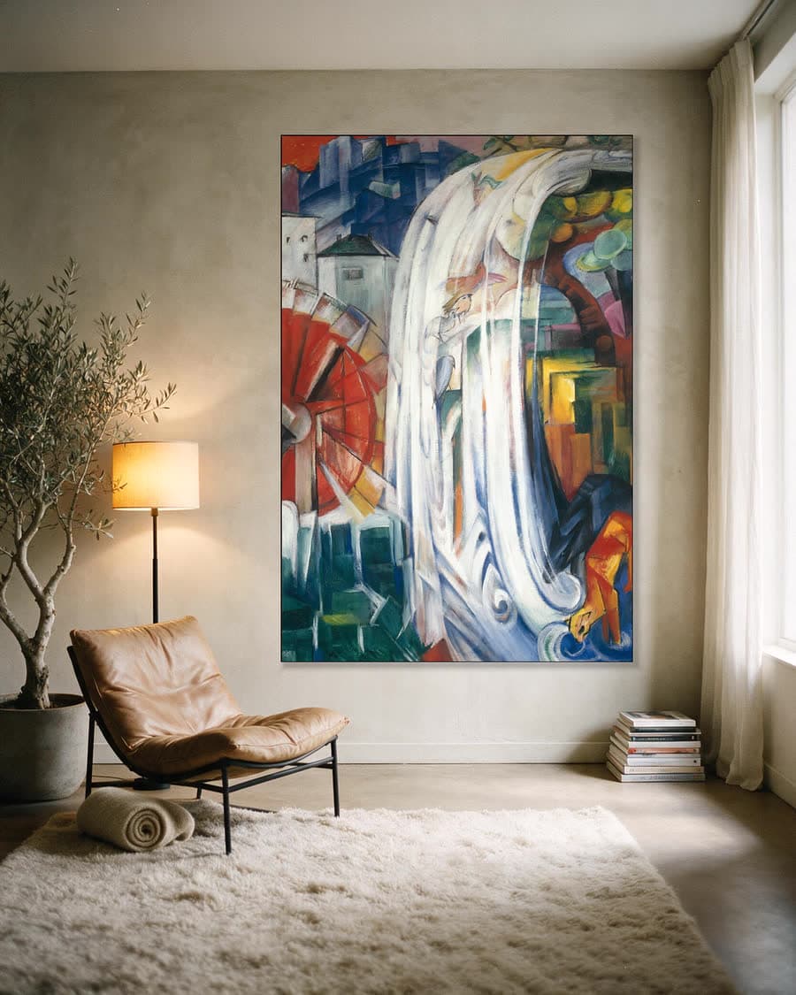 De Waterval in een aluminium frame aan dezelfde muur