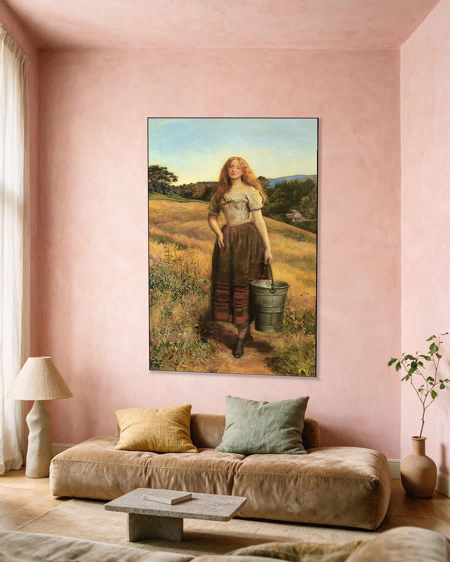 De boerendochter in een aluminium frame aan dezelfde muur