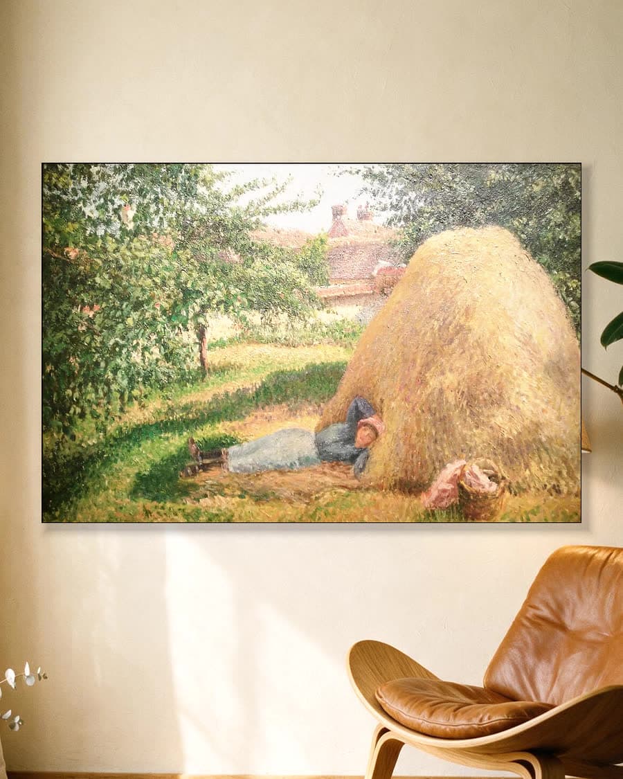 De middagrust, Éragny in een aluminium frame aan dezelfde muur