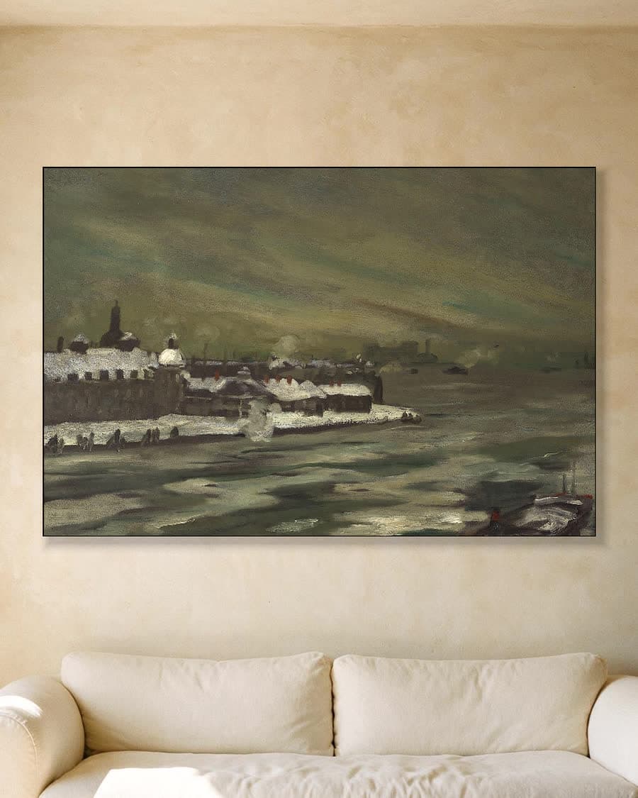 Blackwell's Island aan de East River in een aluminium frame aan dezelfde muur