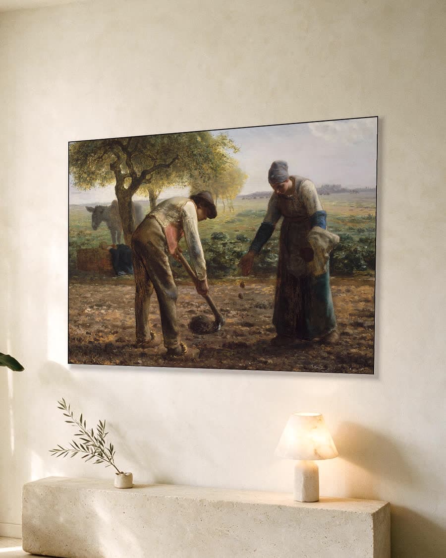 De Aardappelplanters in een aluminium frame aan dezelfde muur