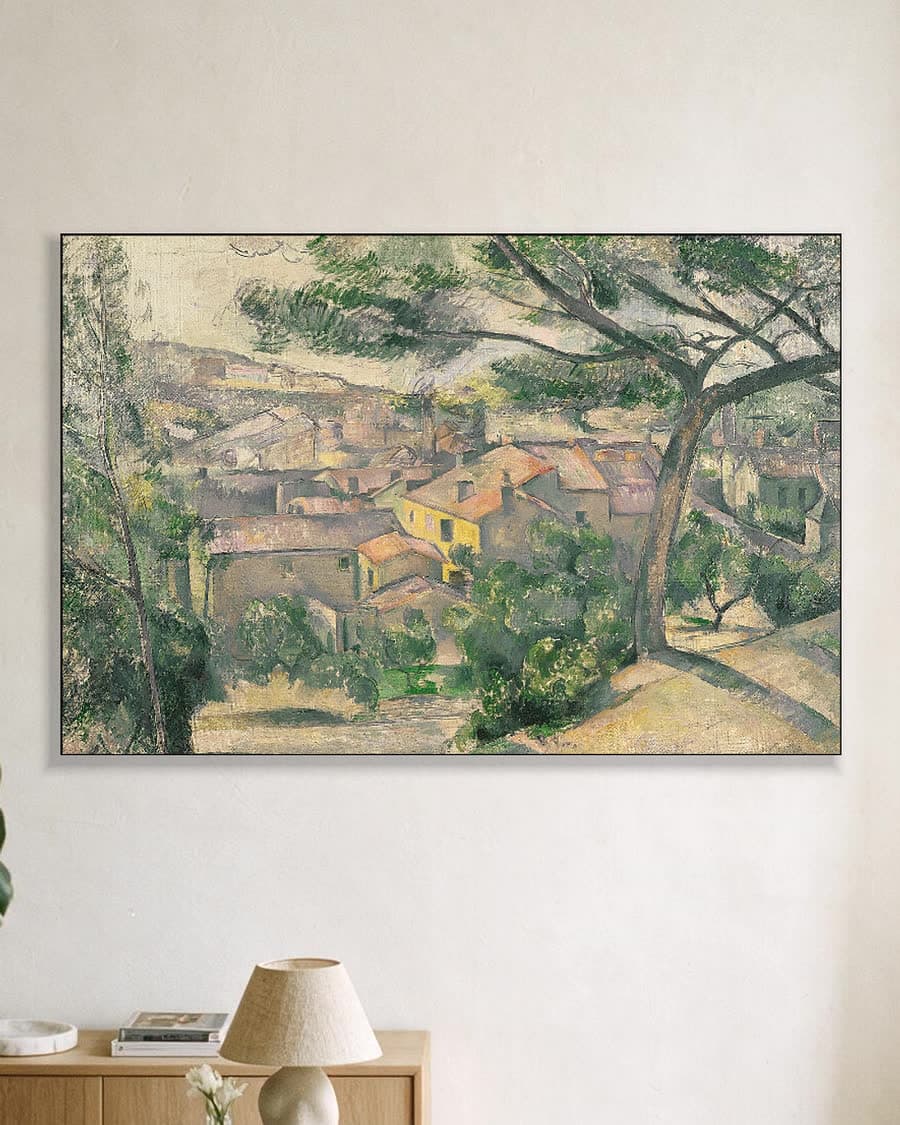 Ochtendlicht boven L'Estaque tegen de zon in in een aluminium frame aan dezelfde muur