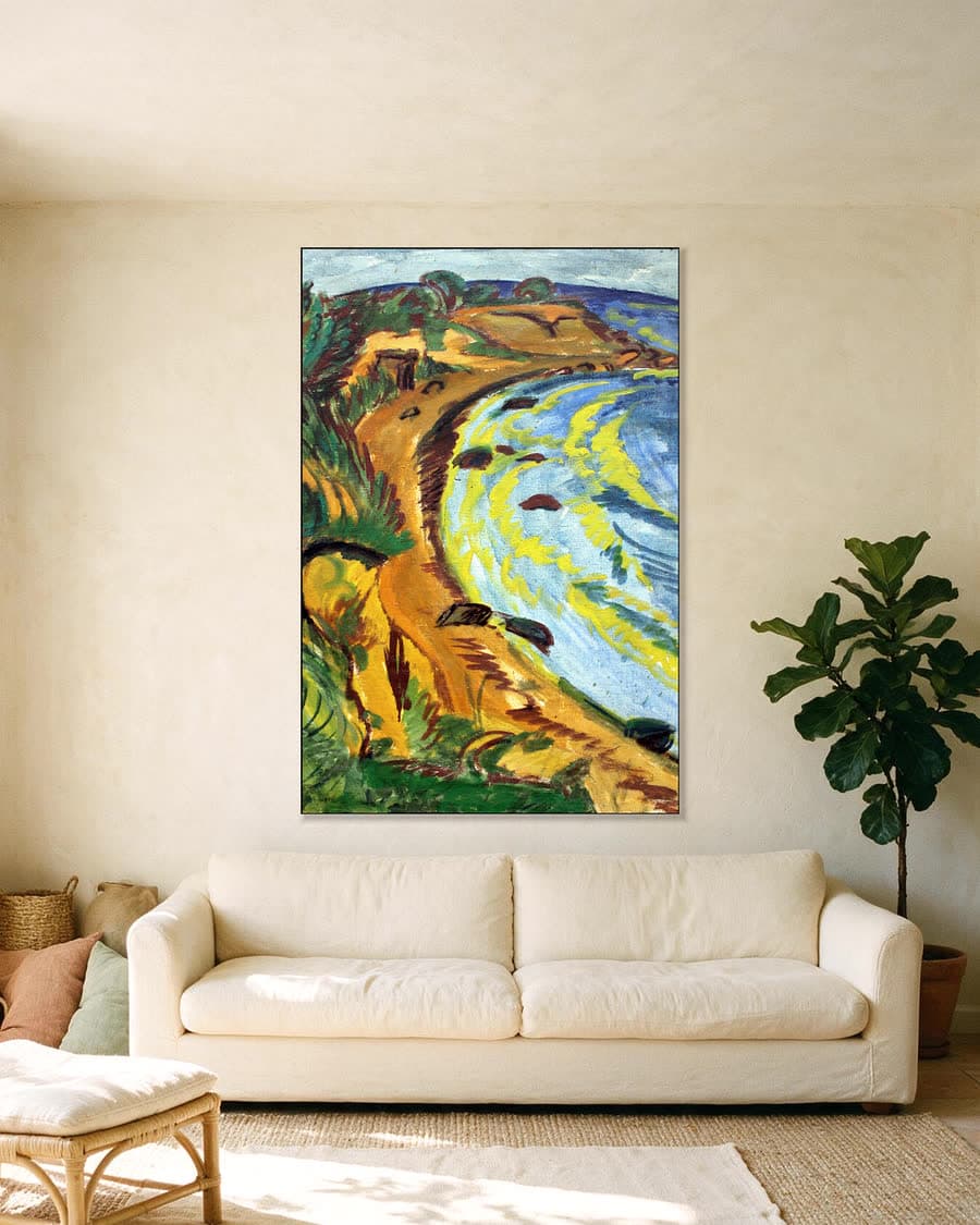 Baai aan de kust van Fehmarn in een aluminium frame aan dezelfde muur