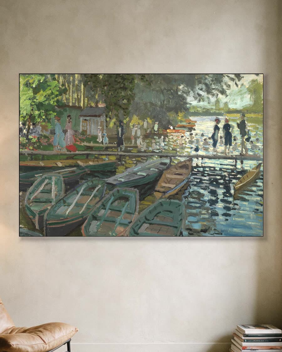 Badgasten bij La Grenouillère in een aluminium frame aan dezelfde muur