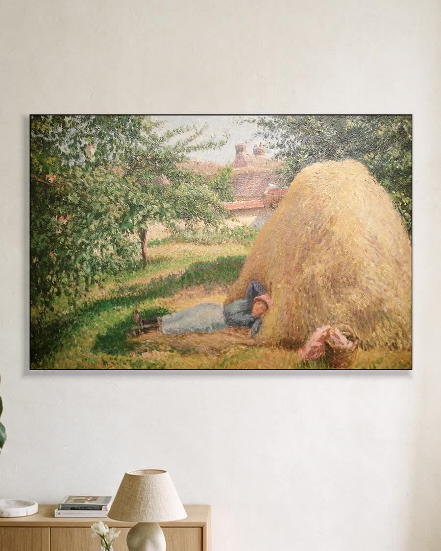 De middagrust, Éragny in een aluminium frame aan dezelfde muur