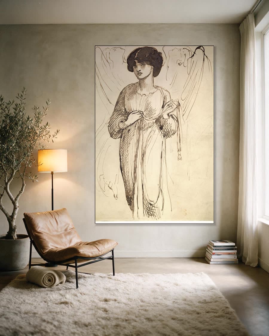 Astarte Syriaca, figuurstudie in een aluminium frame aan dezelfde muur