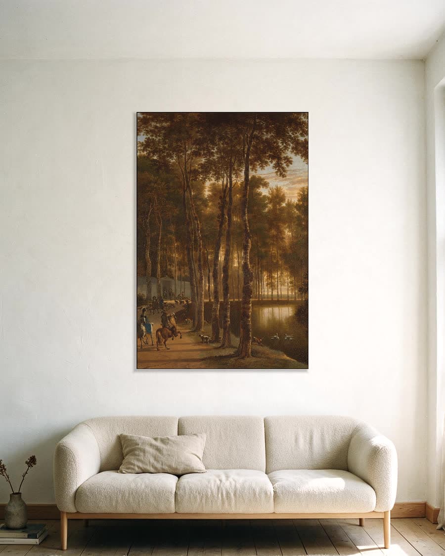 Berkenlaan in een aluminium frame aan dezelfde muur