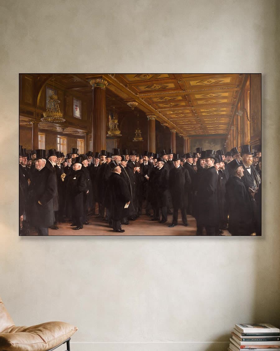 Bij de Beurs van Kopenhagen in een aluminium frame aan dezelfde muur