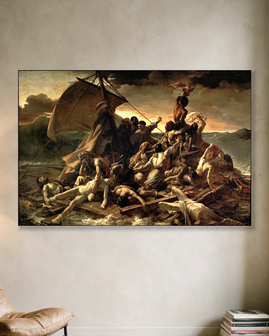 Het vlot van de Medusa in een aluminium frame aan dezelfde muur