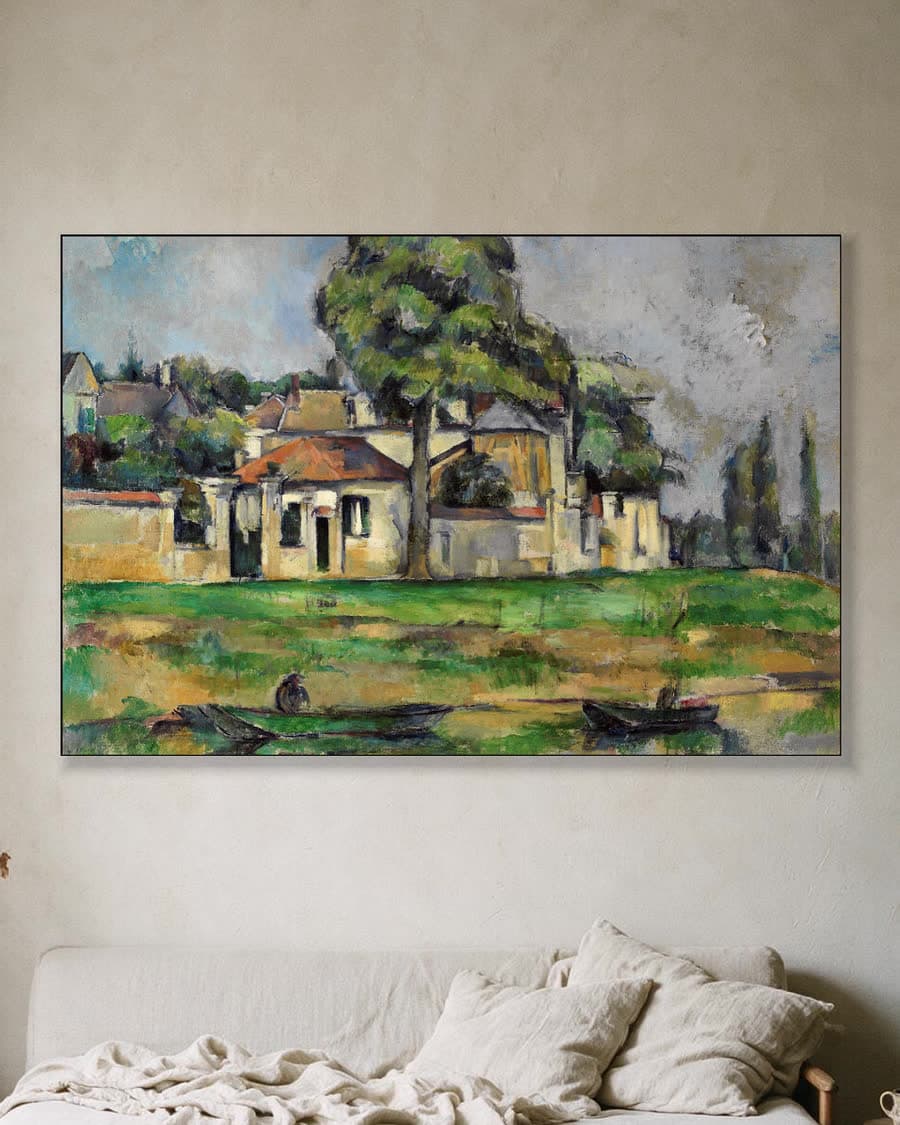 Oevers van de Marne in een aluminium frame aan dezelfde muur