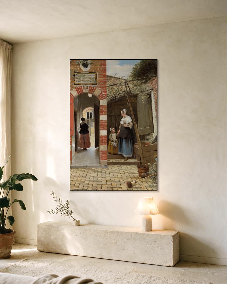 Binnenplaats van een huis in Delft in een aluminium frame aan dezelfde muur