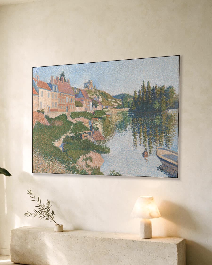 Les Andelys, de oever in een aluminium frame aan dezelfde muur