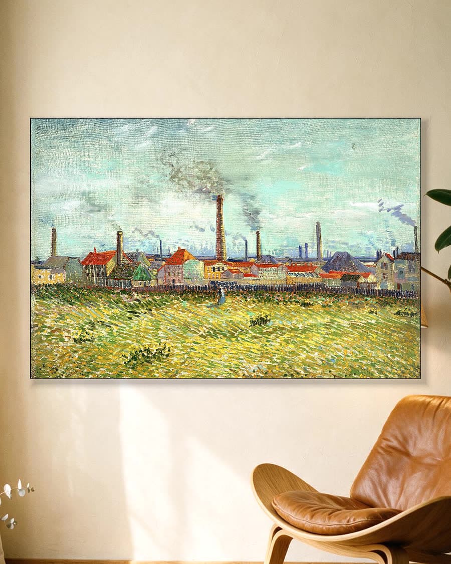 Fabrieken bij Clichy in een aluminium frame aan dezelfde muur