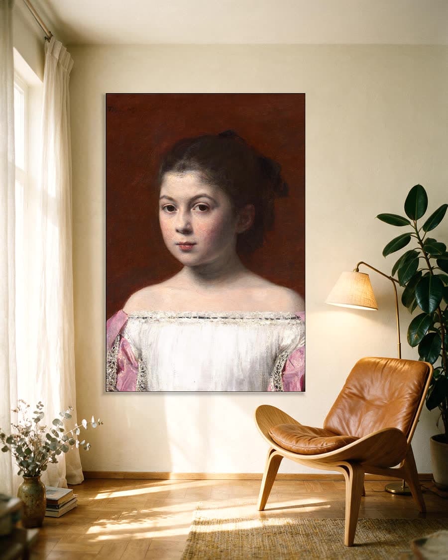 Marie-Yolande de Fitz-James in een aluminium frame aan dezelfde muur