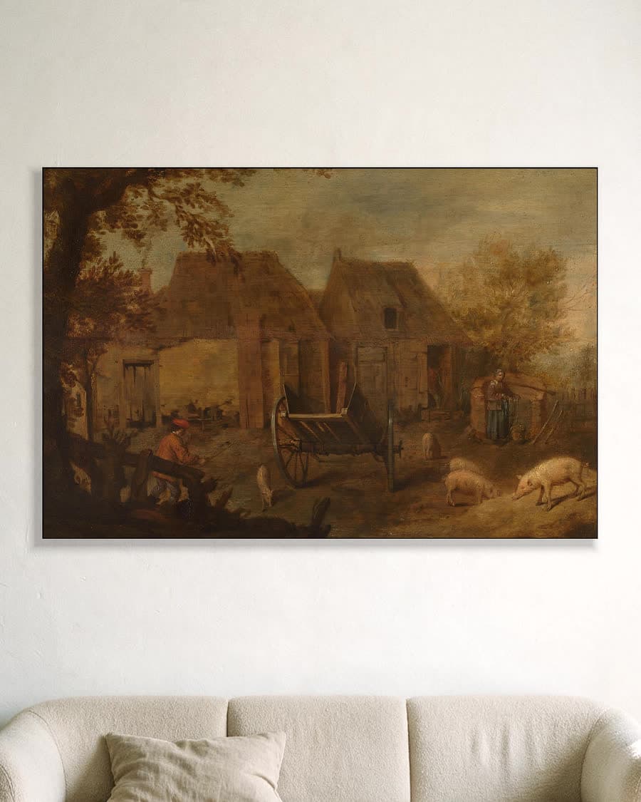 Boerenerf in een aluminium frame aan dezelfde muur