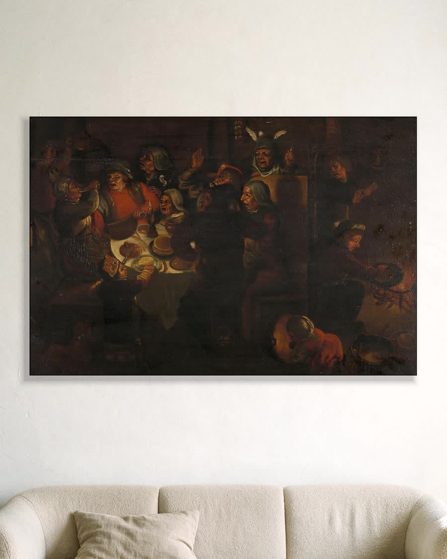 De aanbidding der koningen in een aluminium frame aan dezelfde muur