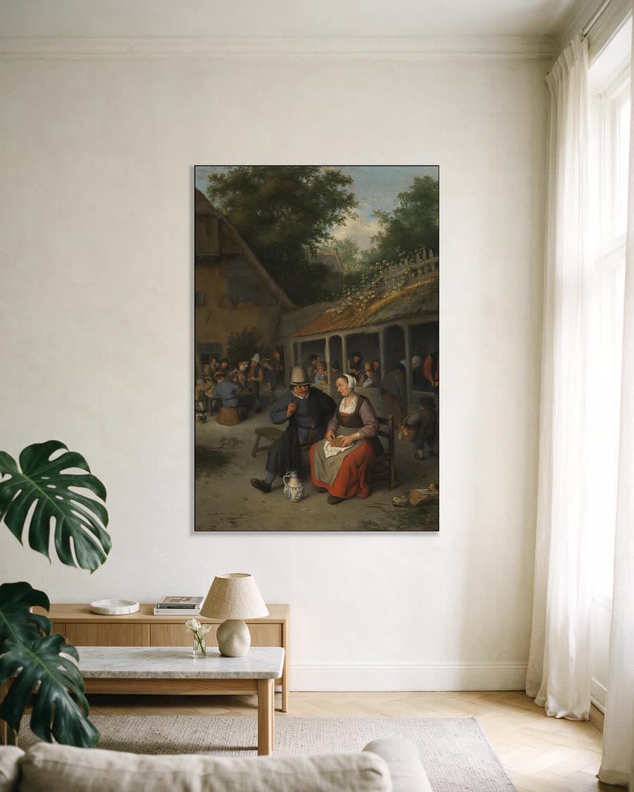 Boerenherberg in een aluminium frame aan dezelfde muur
