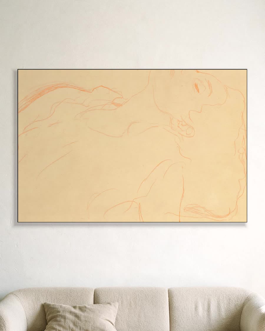 Borstbeeld met gesloten ogen, studie voor De maagd in een aluminium frame aan dezelfde muur