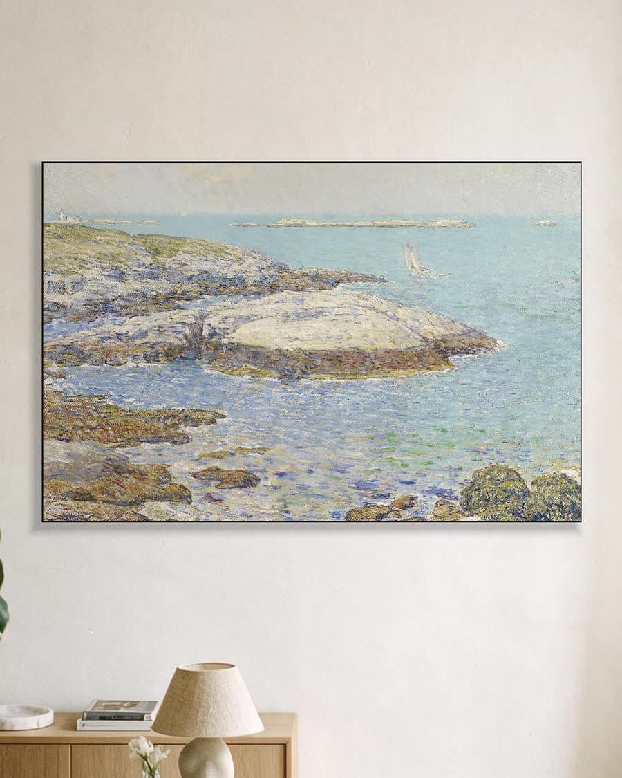 Isles of Shoals in een aluminium frame aan dezelfde muur