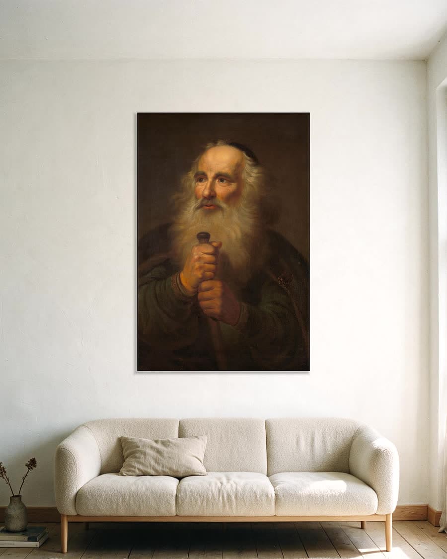 De apostel Paulus in een aluminium frame aan dezelfde muur