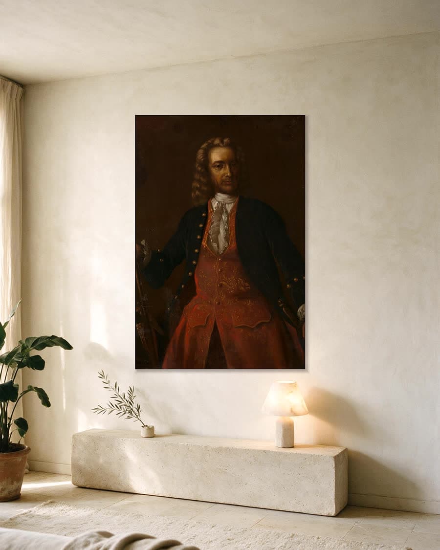 Jacob Mossel (1750-1761) in een aluminium frame aan dezelfde muur