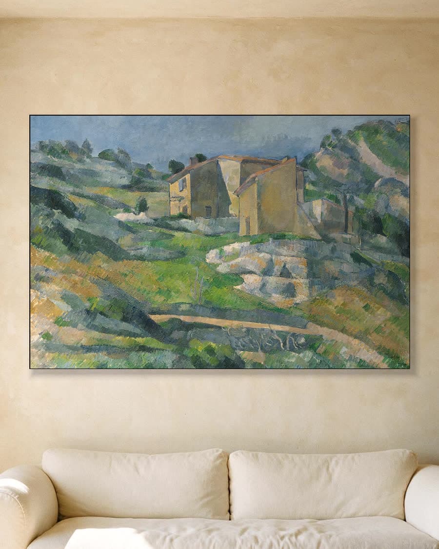 Huizen in de Provence, het Riauxdal bij L'Estaque in een aluminium frame aan dezelfde muur