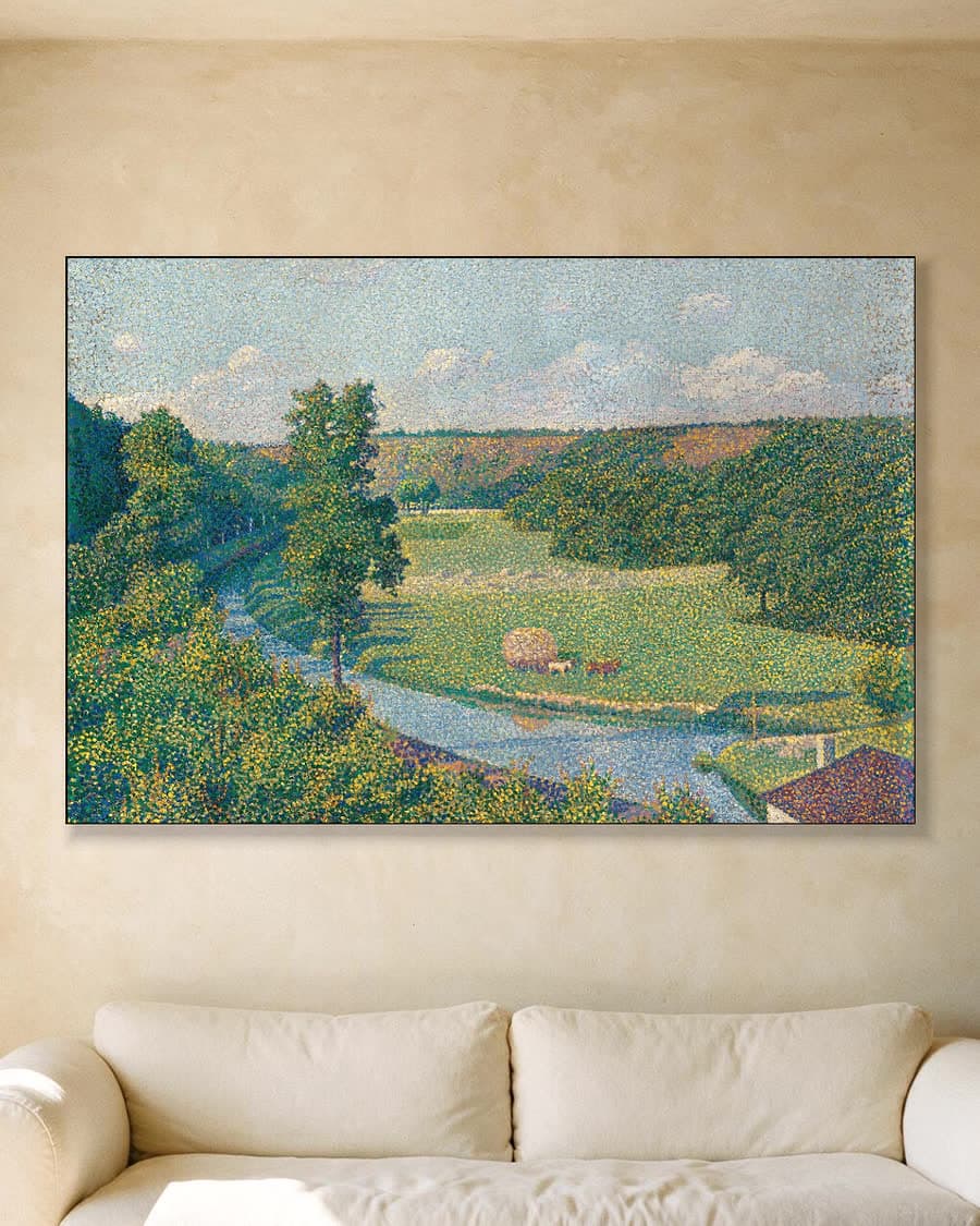 Het dal van de Samber in een aluminium frame aan dezelfde muur