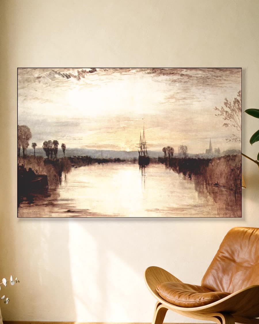Chichester Canal (ca. 1828) in een aluminium frame aan dezelfde muur