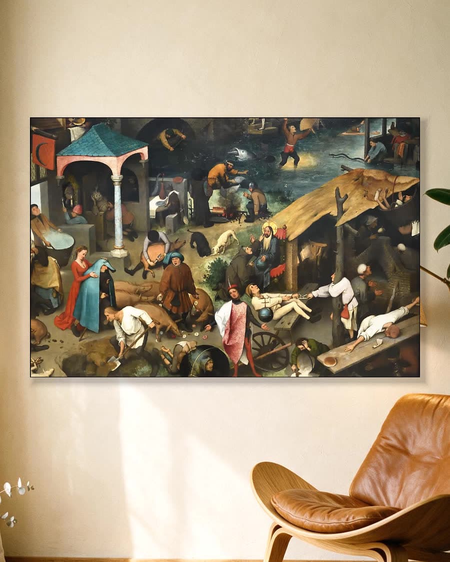 De Nederlandse spreekwoorden in een aluminium frame aan dezelfde muur