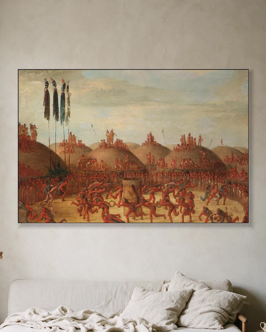 Balspel van de Choctaw — Bal Op in een aluminium frame aan dezelfde muur