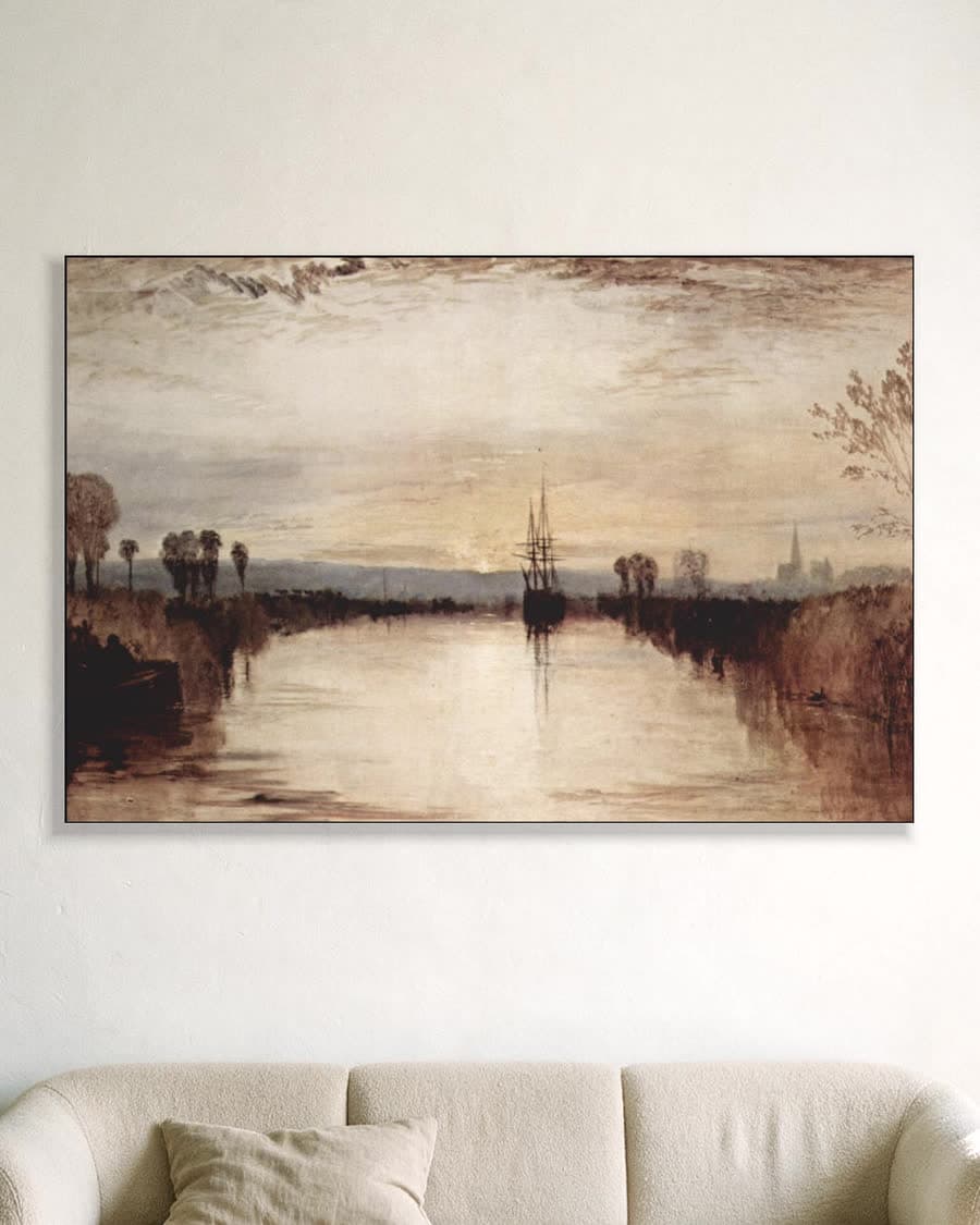 Chichester Canal (ca. 1828) in een aluminium frame aan dezelfde muur