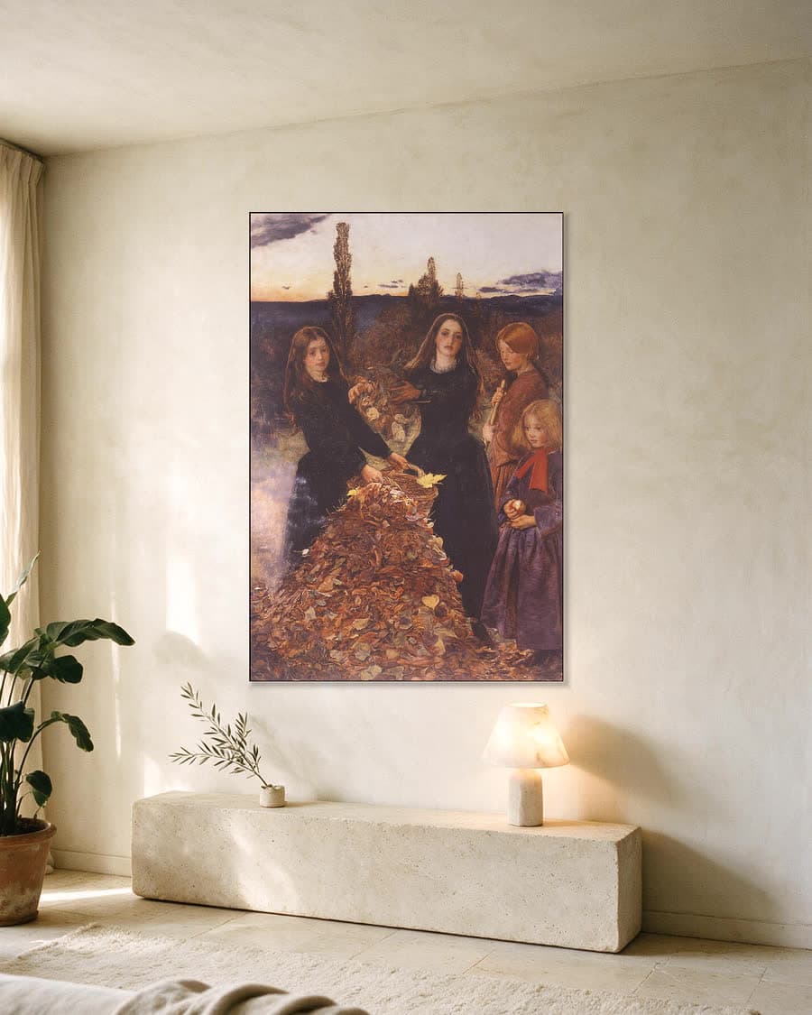 Autumn Leaves (1856) in een aluminium frame aan dezelfde muur