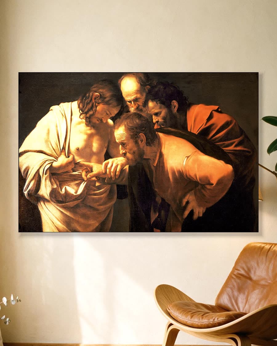 De ongelovige Thomas in een aluminium frame aan dezelfde muur