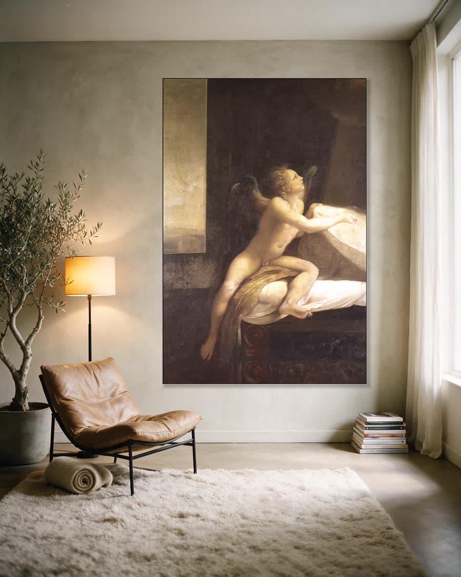 Danaë in een aluminium frame aan dezelfde muur