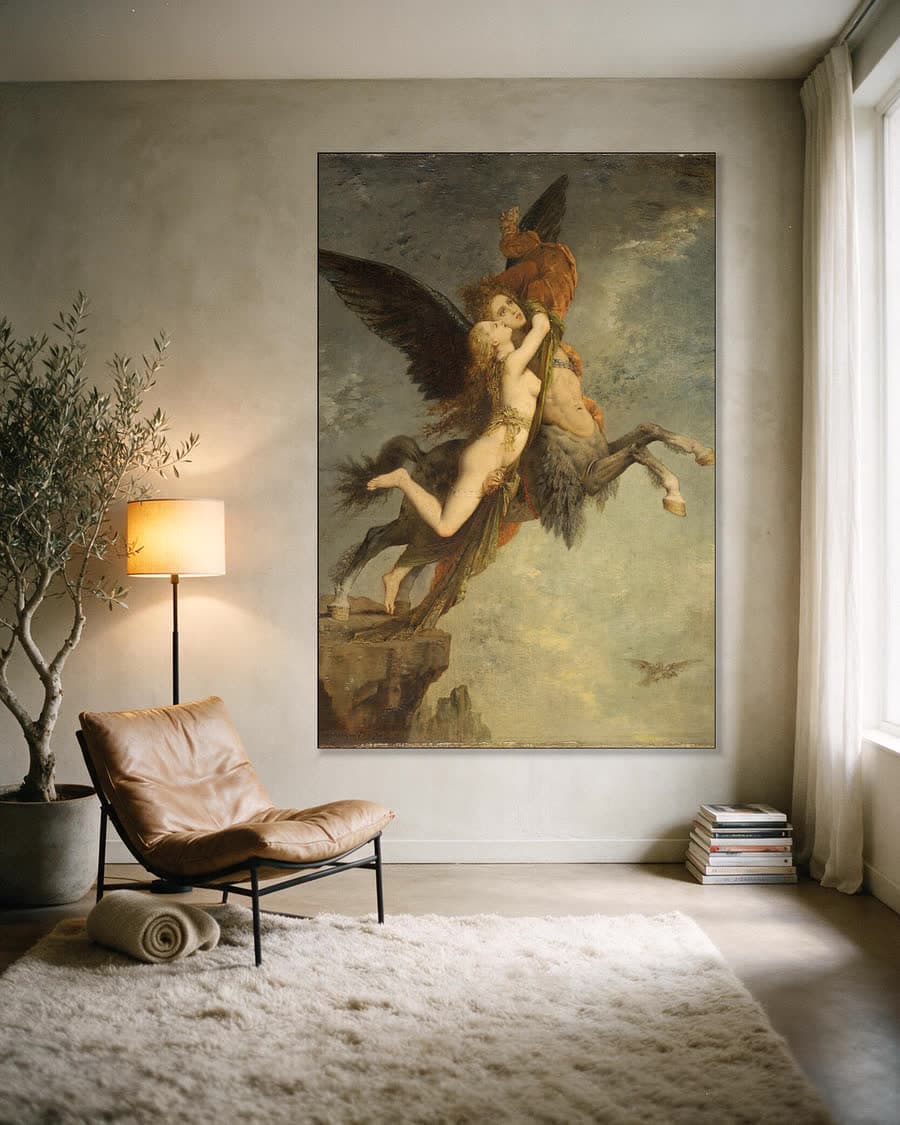 De chimera in een aluminium frame aan dezelfde muur