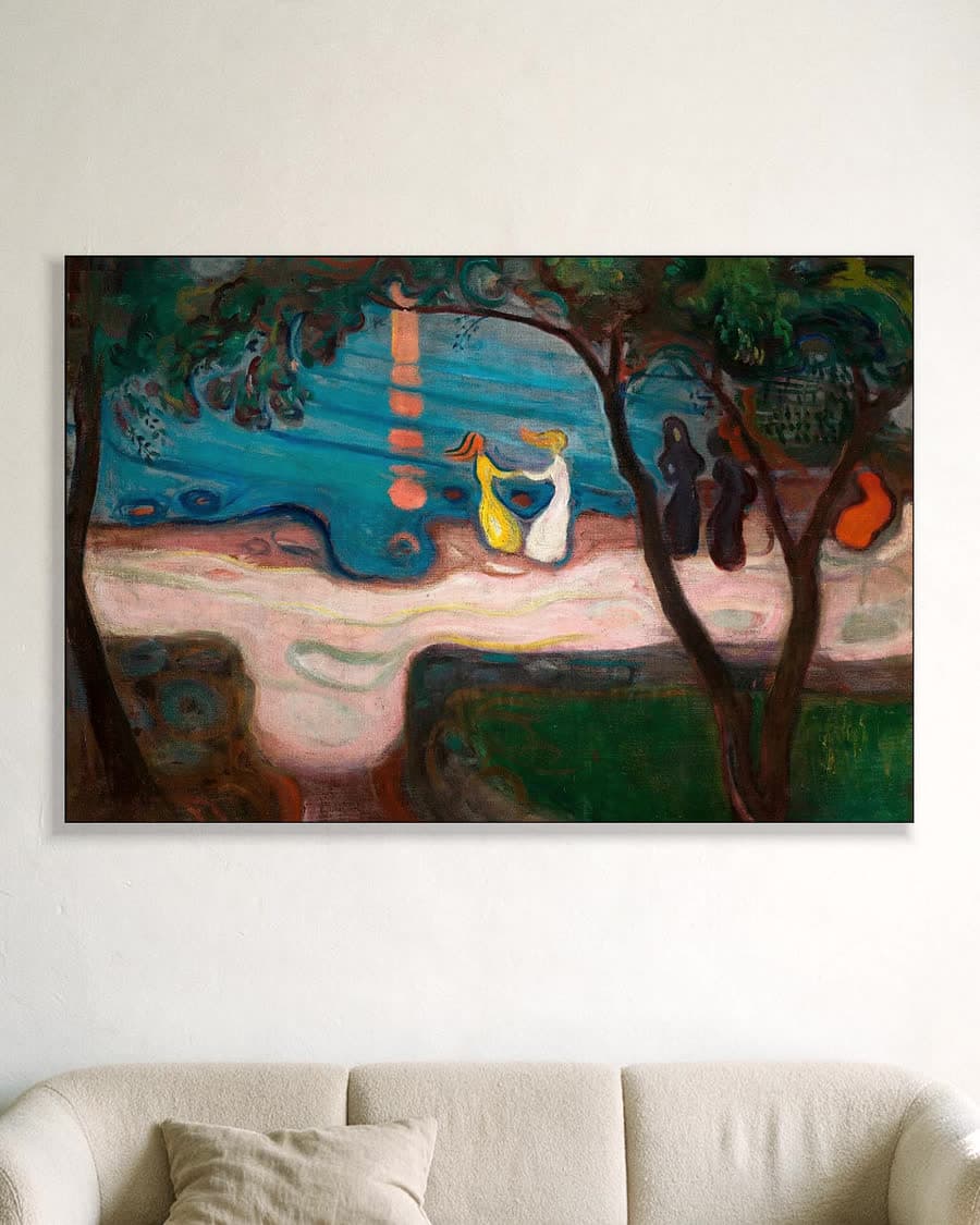 Dans op het strand in een aluminium frame aan dezelfde muur