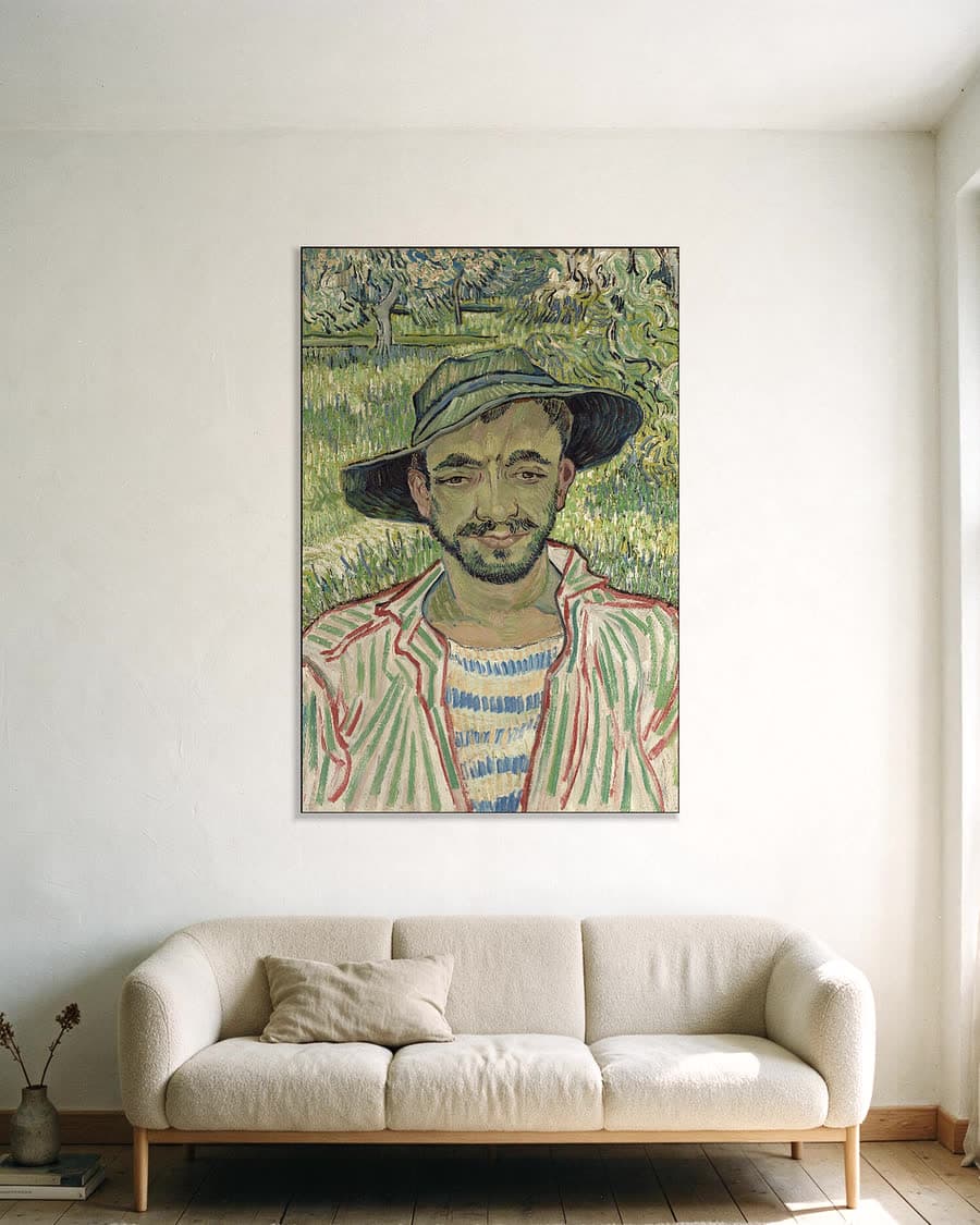 De tuinman in een aluminium frame aan dezelfde muur